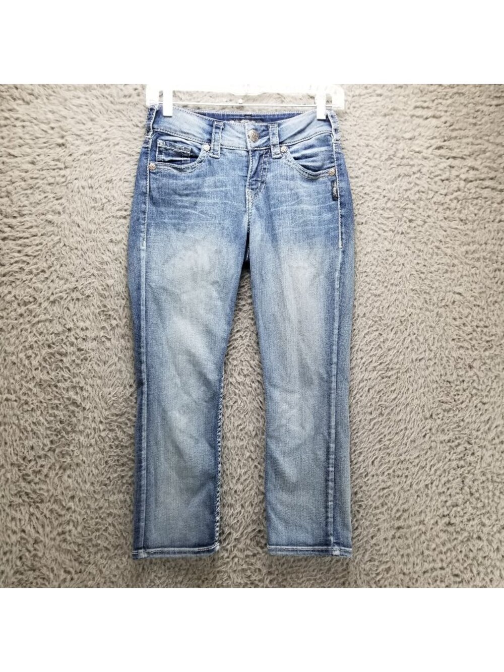Silver Jeans Womens 26 Blue Suki Mid Rise Capri Super Stretch
